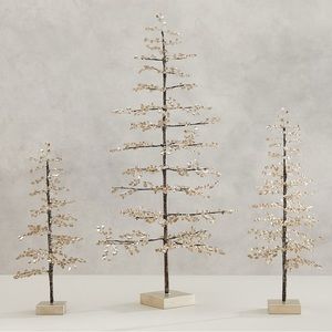 COPY - 2 Pottery Barn Handcrafted Faceted Mirror Trees - ONE SMALL, ONE LARGE